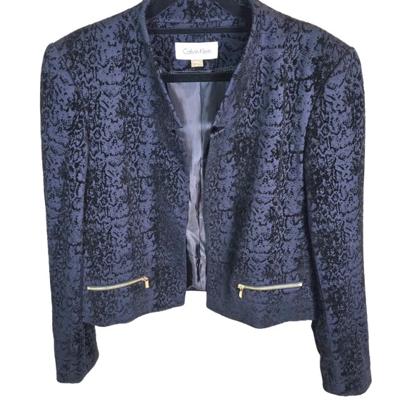 Calvin Klein Jackets & Blazers - Calvin‎ Klein Women's Black Velvet Blazer Gold Zippers Size 8